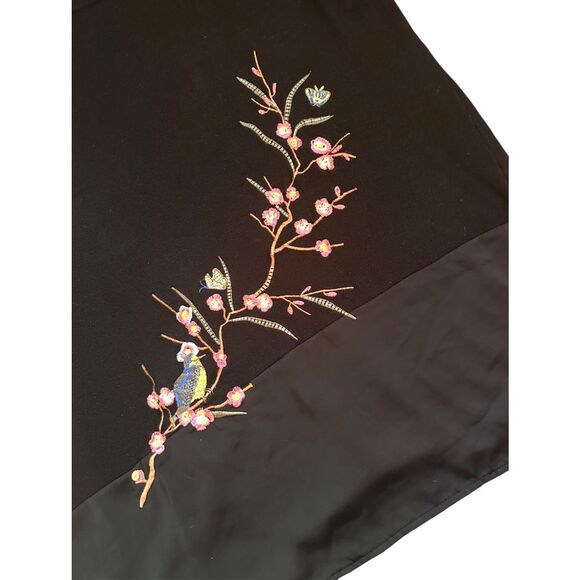 Indigo Rose Embroidered Bird Floral Side Slit Top, Blouse - Size L  ***Item: 065 - Picture 4 of 6